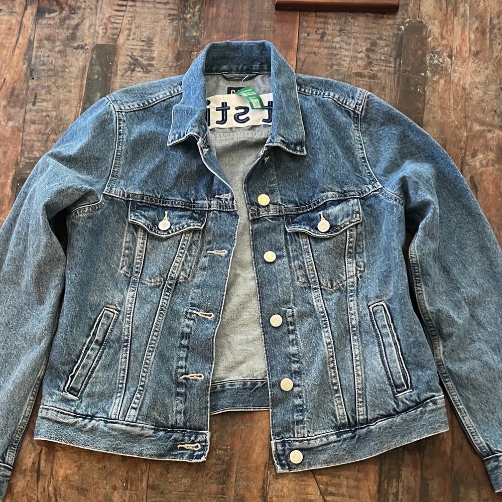 NWT GAP Blue Denim Jacket with custom embroidery.
